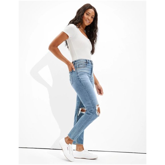 American Eagle AE Ripped Mom Jean sz 10 Women's - Picture 5 of 15